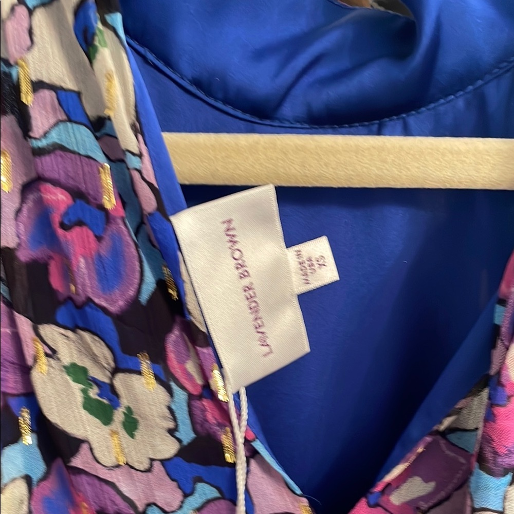 Lavender Brown Vibrant Blue and Purple Floral Dress
